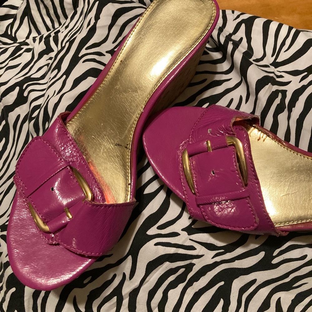 Ladies Size 9 1/2 Rampage Wedge Slides - Picture 9 of 10